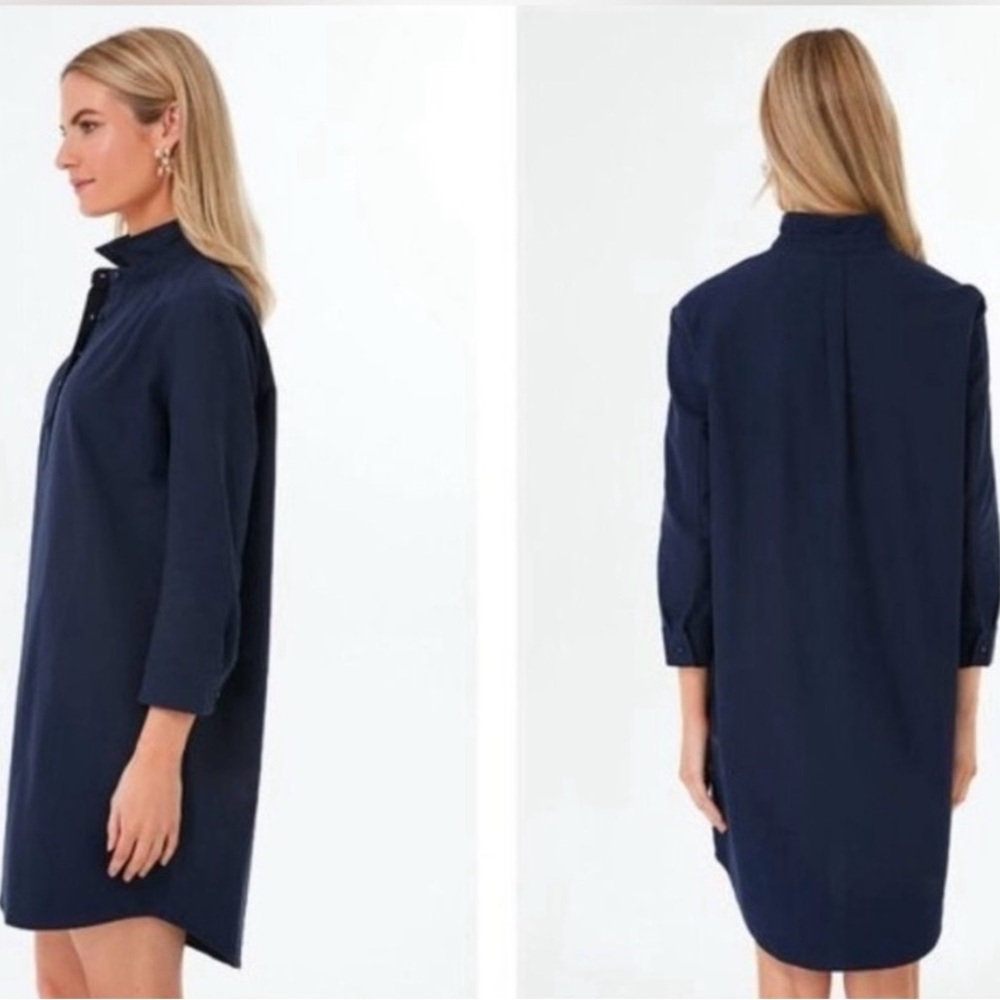 Pomander Place By Tuckernuck French Navy Blue Polly 3/4 Sleeve Shirtdress Sz L - Picture 8 of 8